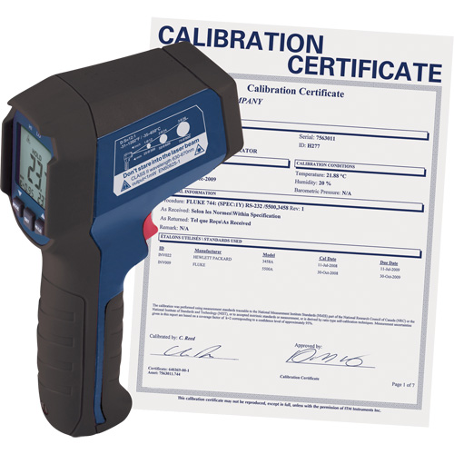 Thermom&egrave;tre &agrave; infrarouge avec certificat de calibration, -31°- 1202° F ( -35° - 650° C ), 12:1, &eacute;missivit&eacute; Ajustable The Estey Group
