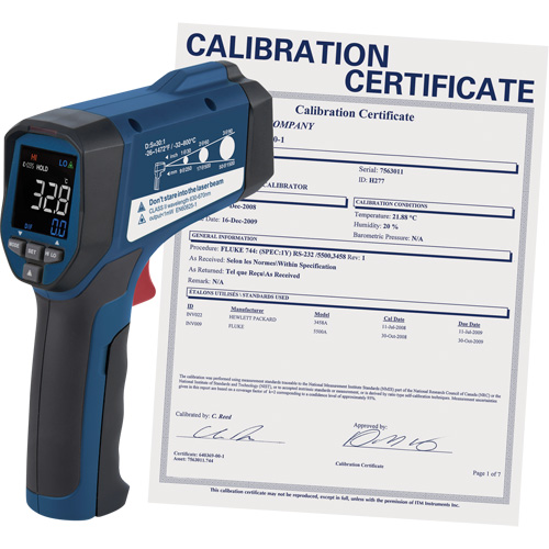 Professional Infrared Thermometer with Calibration Certificate, -26 - 1472° F ( -32 - 800° C ), 30:1, Adjustable Emmissivity The Estey Group