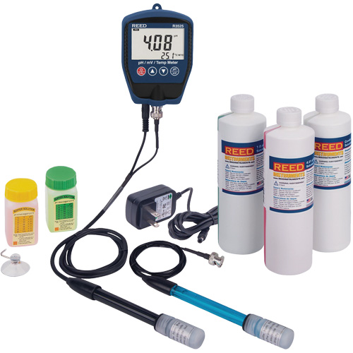 R3525 pH/mV Meter with ORP Electrode, pH/Conductivity Solutions & Power Adapter Kit The Estey Group