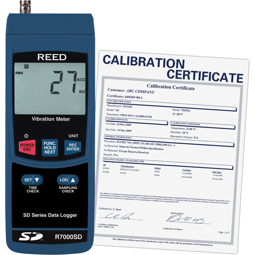 Data Logging Vibration Meter with Calibration Certificate, 10% - 85% RH, 32°- 122° F ( 0° - 50° C ) The Estey Group
