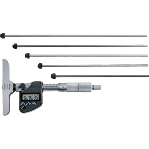 Microm&egrave;tre de profondeur num&eacute;rique avec tiges interchangeables, 0" - 12" (0 mm - 304.8 mm) gamme de mesure, R&eacute;solution de 0,00005" (0,001 mm) The Estey Group