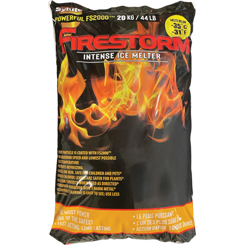 Firestorm Intense Ice Melters, Bag, 44 lbs. (20 kg), -35°C (-31°F) Melting Point The Estey Group