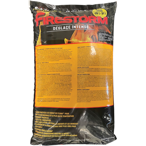 Firestorm Intense Ice Melters, Bag, 44 lbs. (20 kg), -35°C (-31°F) Melting Point The Estey Group