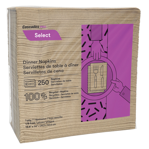 Pro Select 1/8 Fold Dinner Napkins, 1 Ply, 15.5" x 16" The Estey Group