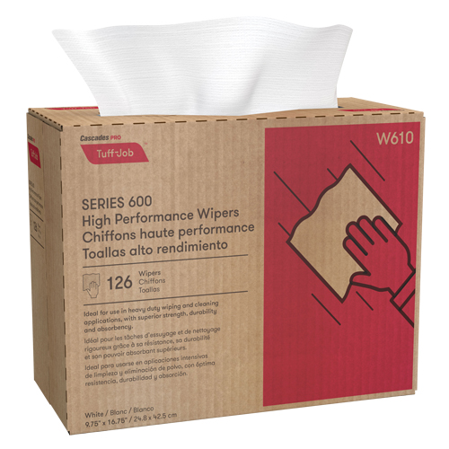 Pro Tuff-Job HP Interfold Popup Wipers, Heavy-Duty, 16-3/4" L x 9-3/4" W The Estey Group