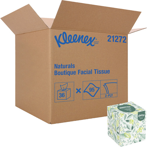 Kleenex&reg; Naturals Boutique* Facial Tissue, 2 Ply, 7.8" L x 8.3" W, 95 Sheets/Box The Estey Group