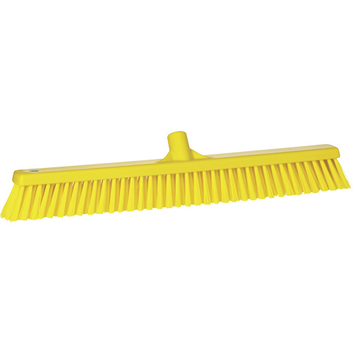 Combo Bristle Push Broom, Coarse/Fine Bristles, 24", Polyester, Yellow The Estey Group