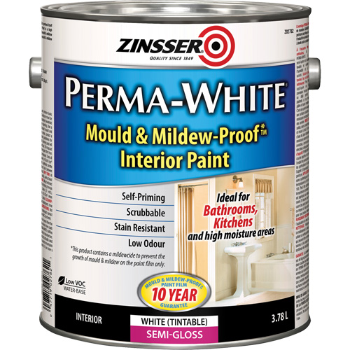 Perma-White&reg; Mold & Mildew-Proof Interior Paint, 3.78 L, Gallon, White The Estey Group