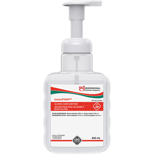 D&eacute;sinfectant pour les mains Instantfoam, 400 ml, Bouteille &agrave; pompe, 70 % alcool The Estey Group