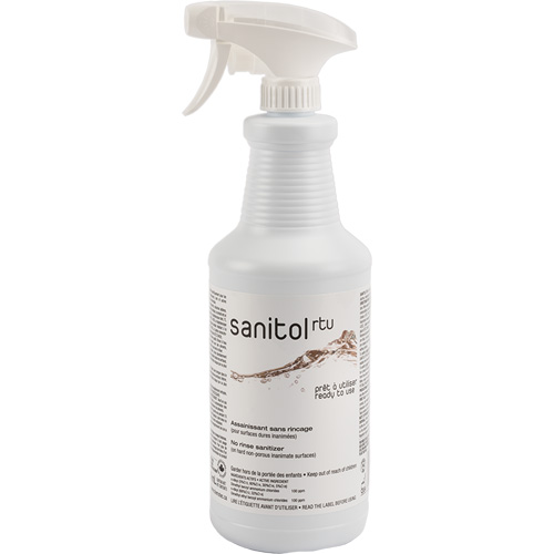 D&eacute;sinfectant et assainissant concentr&eacute; Sanitol, 950 ml, Bouteille &agrave; g&acirc;chette The Estey Group