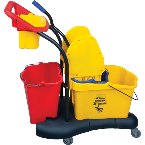 Chariot &agrave; vadrouille multifonction, Pression vers le bas, 9,5 gal. US (38 pintes), Jaune The Estey Group
