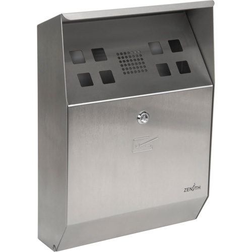 Smoking Receptacle, Wall-Mount, Stainless Steel, 1.6 Litres Capacity, 13-4/5" Height The Estey Group