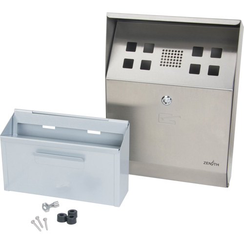 Smoking Receptacle, Wall-Mount, Stainless Steel, 1.6 Litres Capacity, 13-4/5" Height The Estey Group