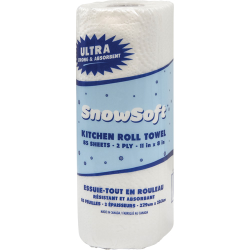 Essuie-tout pour cuisines de premi&egrave;re qualit&eacute; Snow Soft, 2 Pli, 85 Feuilles/rouleau, 8" la, 11" lo The Estey Group