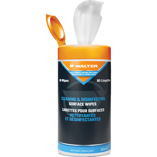 Lingettes pour le nettoyage, d&eacute;sinfection et d&eacute;graissage de surfaces, 12" x 5,5", 80 lingettes The Estey Group