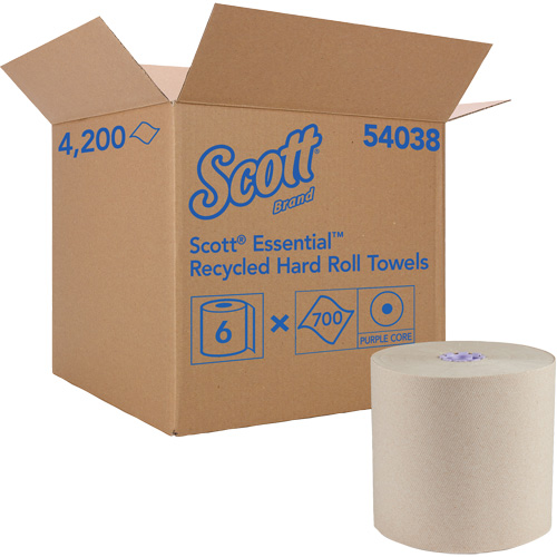 Essuie-mains bruns en fibres recycl&eacute;es &agrave; 100 % &agrave; enroulement serr&eacute; Essential, 1 pli, Standard, 700' lo The Estey Group