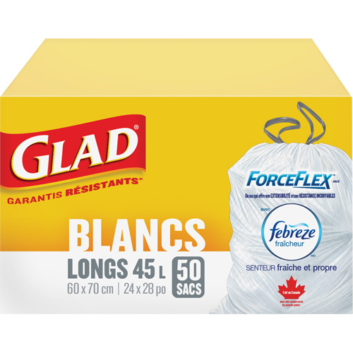 Tall 45L Febreze Garbage Bags, Regular, 24" W x 28" L, White The Estey Group
