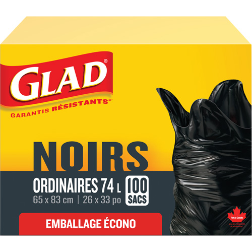 74L Garbage Bags, Regular, 26" W x 33" L, Black The Estey Group