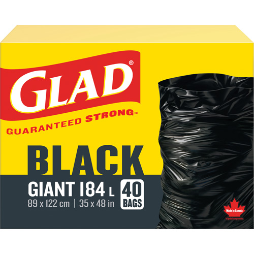 184L Garbage Bags, Regular, 35" W x 48" L, Black The Estey Group