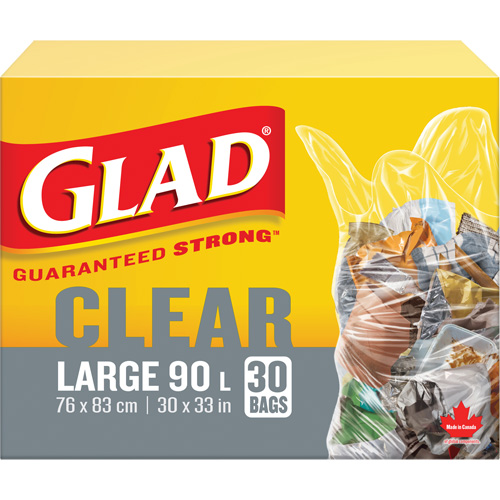 90L Garbage Bags, Regular, 30" W x 33" L, Clear The Estey Group