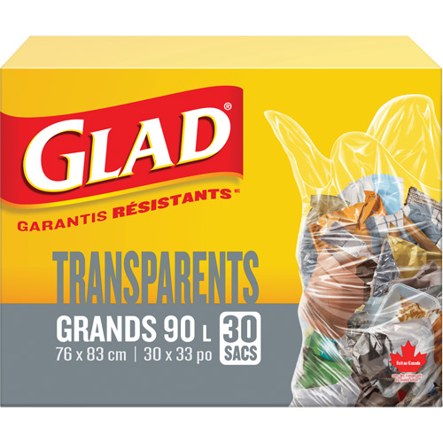 90L Garbage Bags, Regular, 30" W x 33" L, Clear The Estey Group