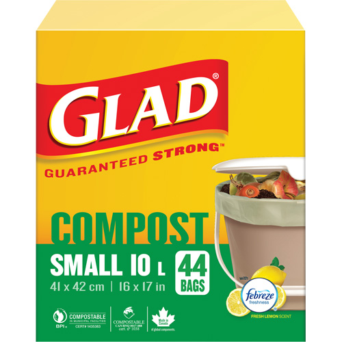 Petits sacs de compostage, R&eacute;gulier, 17" lo x 16" la, Brun, Capacit&eacute; de 10 L (3 gal.) The Estey Group