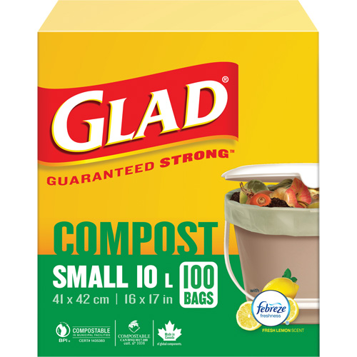 Small Compostable Bags, Regular, 17" L x 16" W, Brown, 10 L (3 Gal.) Capacity The Estey Group