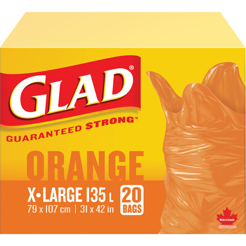 135L Garbage Bags, Regular, 31" W x 42" L, Orange The Estey Group