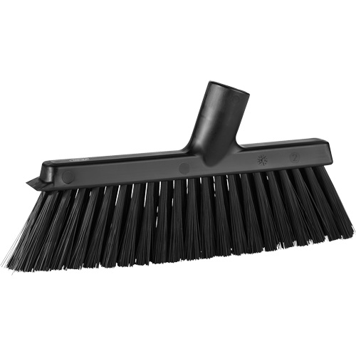 Dustpan Broom with Angled Thread, Medium Bristles, 10", Polyester, Black The Estey Group