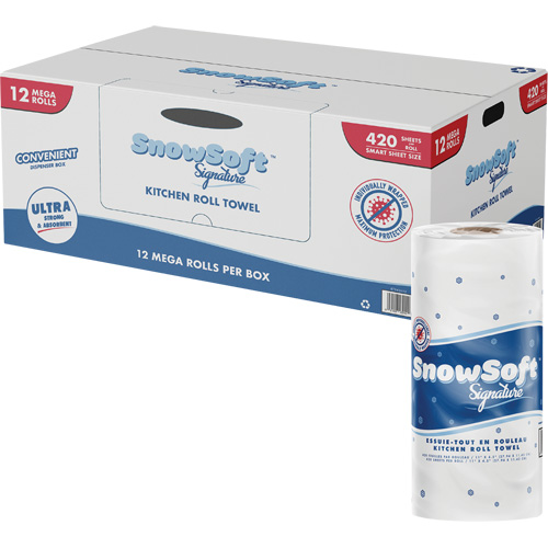 Rouleau dessuie-tout de cuisine Signature de Snow Soft, 2 Pli, 420 Feuilles/rouleau, 4,5" la, 11" lo The Estey Group