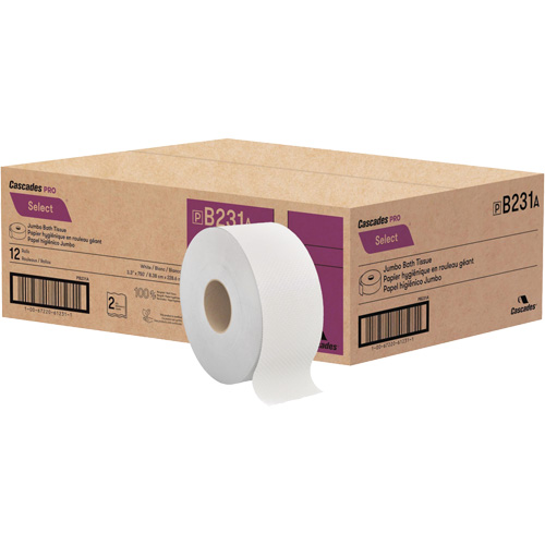 Pro Select&reg; Toilet Paper, Jumbo Roll, 2 Ply, 750' Length, White The Estey Group