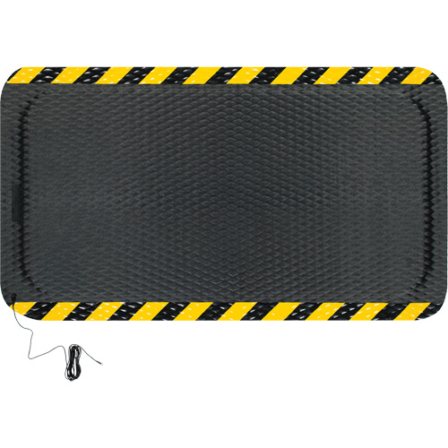 Ensemble de tapis conductible Hog Heaven, 3' la x 5' lo, 7/8" &eacute;paisseur, Noir/Jaune, Nitrile The Estey Group