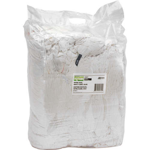Chiffons fabriqu&eacute;s &agrave; partir de mat&eacute;riaux recycl&eacute;s, Coton, Blanc, 25 lb The Estey Group