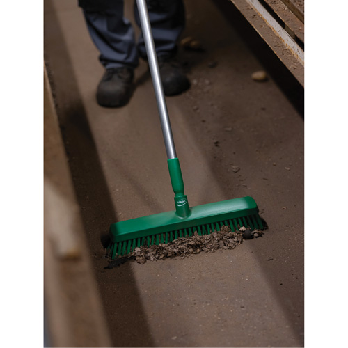 Push Broom Head, Fine/Stiff Bristles, 16-1/2", Polyester/Polypropylene, Green The Estey Group
