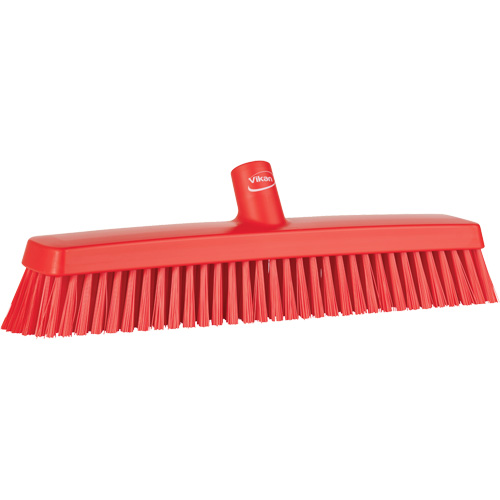 Push Broom Head, Fine/Stiff Bristles, 16-1/2", Polyester/Polypropylene, Red The Estey Group