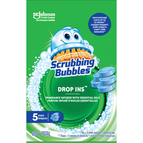 Pastilles nettoyantes pour toilettes Scrubbing Bubbles Drop-Ins, 200 g, Tampon The Estey Group