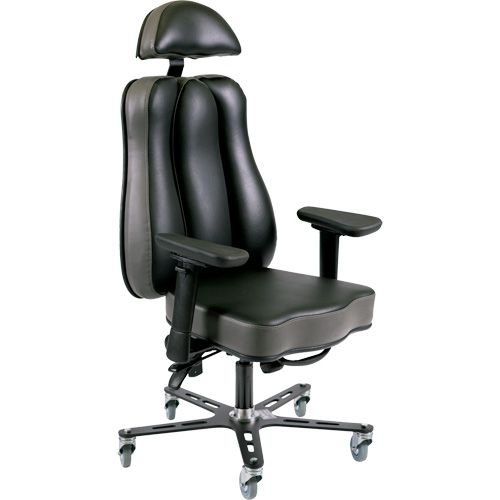 Synergo II 24h Ergonomic Chair, Vinyl, Black/Grey, 350 lbs. Capacity The Estey Group
