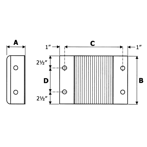 Laminated Dock Bumpers, Horizontal, Rubber, 12" W x 4" D x 10" H The Estey Group