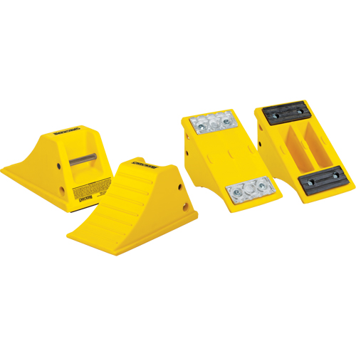 All-Terrain Wheel Chocks, Urethane, Yellow, 8-1/2" W x 15-1/2" D x 8-1/4" H The Estey Group