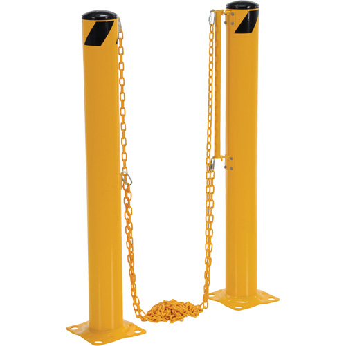 Syst&egrave;me de bornes de protection et chaînes pour quai, Acier, 42" h x 6-5/8" la, Jaune The Estey Group