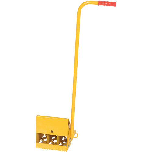 Cale de roue avec poign&eacute;e ergonomique, Acier, Jaune, 8" la x 10-3/4" p x 9-1/8" h The Estey Group