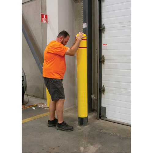 Capuchon en poly&eacute;thyl&egrave;ne pour borne de protection, 6-5/8" dia. x 52" l, Rouge/Jaune The Estey Group