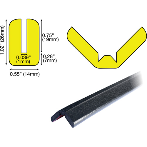 W Profile 1M Edge Protection Bumper Guard, 3.25' (0.99 m) Long The Estey Group