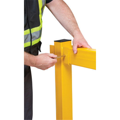 Corner Post for Light-Duty Guard Rails, Steel, 42" H, Safety Yellow The Estey Group