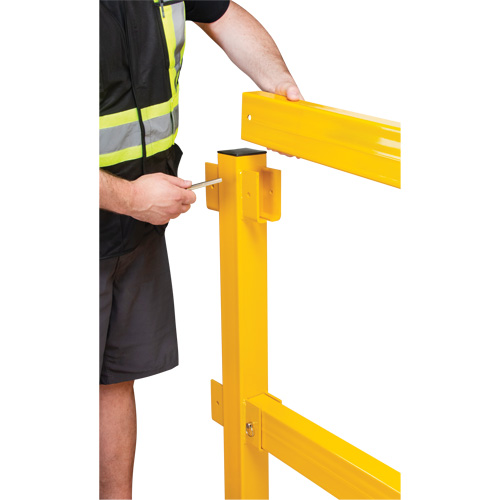 Corner Post for Light-Duty Guard Rails, Steel, 42" H, Safety Yellow The Estey Group