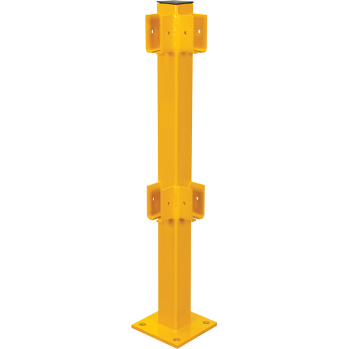 Corner Post for Light-Duty Guard Rails, Steel, 42" H, Safety Yellow The Estey Group