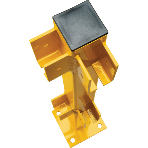 Corner Post for Light-Duty Guard Rails, Steel, 42" H, Safety Yellow The Estey Group