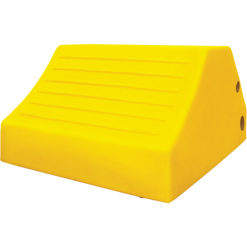 165 Ton Large Equipment Wheel Chock with Handle & Hole, Urethane, Yellow The Estey Group
