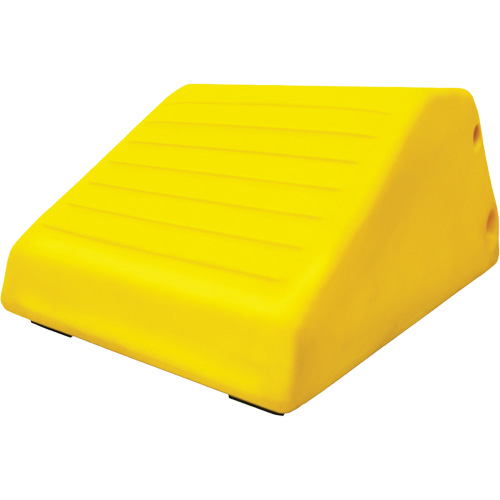 255 Ton Large Equipment Wheel Chock with Handle & Hole, Urethane, Yellow The Estey Group