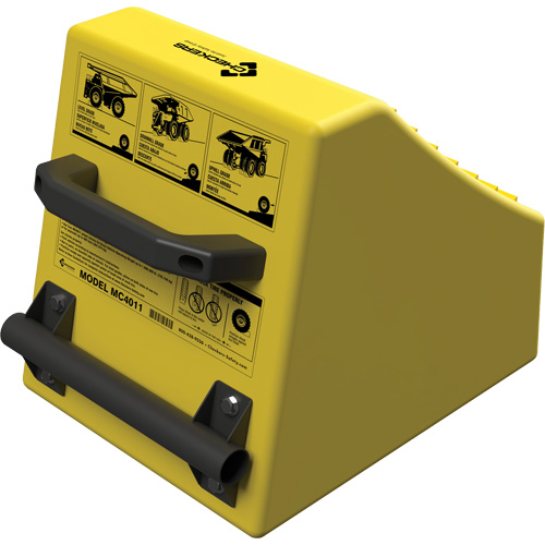 Checkers Safety Heavy-Duty Ultra Class Mining Wheel Chock, HDPE, Yellow, 14-1/2" W x 17-1/2" D x 16" H The Estey Group